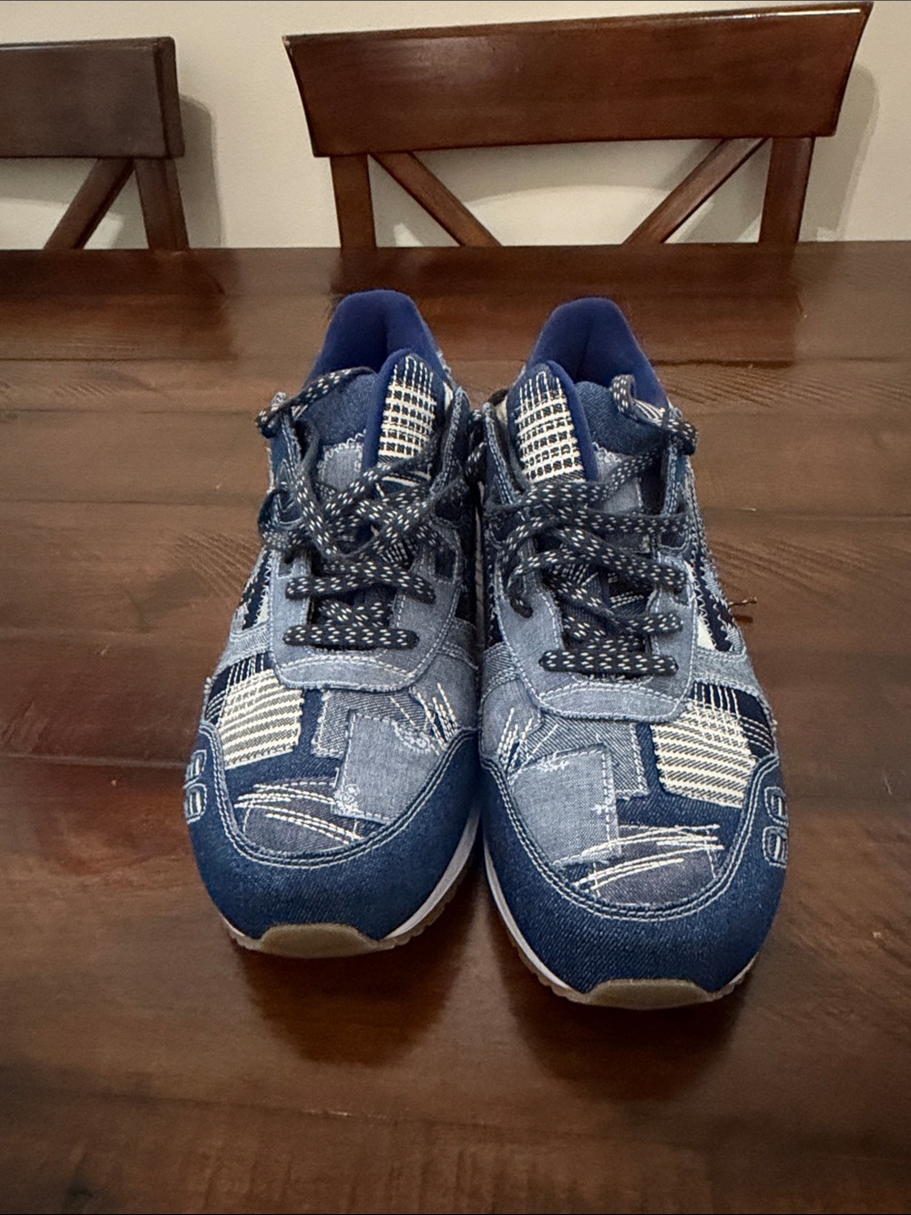 ASICS Navy and Light Blue Patchwork Denim Sneakers - Picture 2 of 8